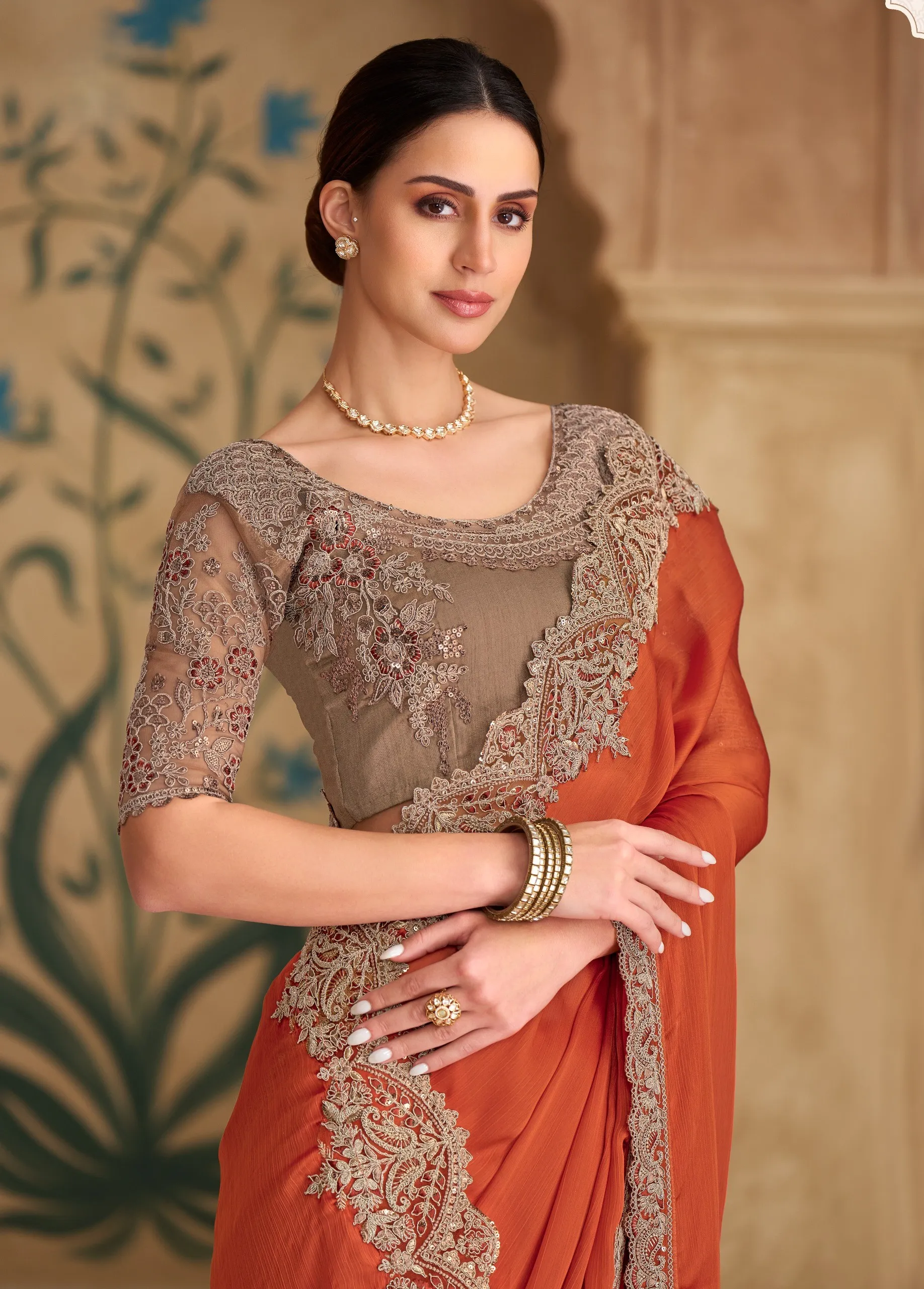 Stylish Stone Work Designer Saree